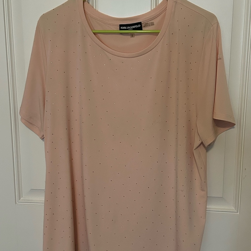 Karl Lagerfeld Pink Tan Relaxed Short Sleeve T-Shirt